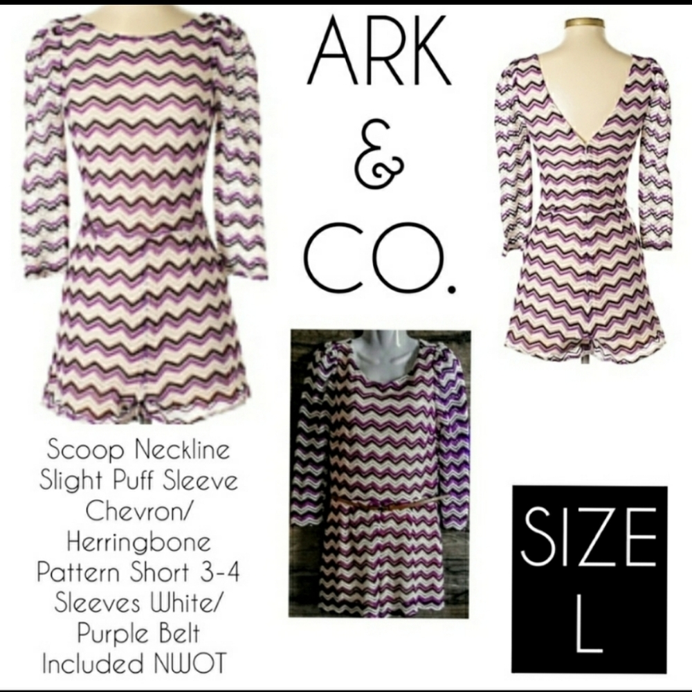 Ark & Co. Romper Size L Belted Cheveron Print - Picture 12 of 12